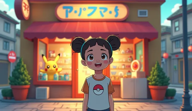 mamie qui attend devant un magasin de pokemon