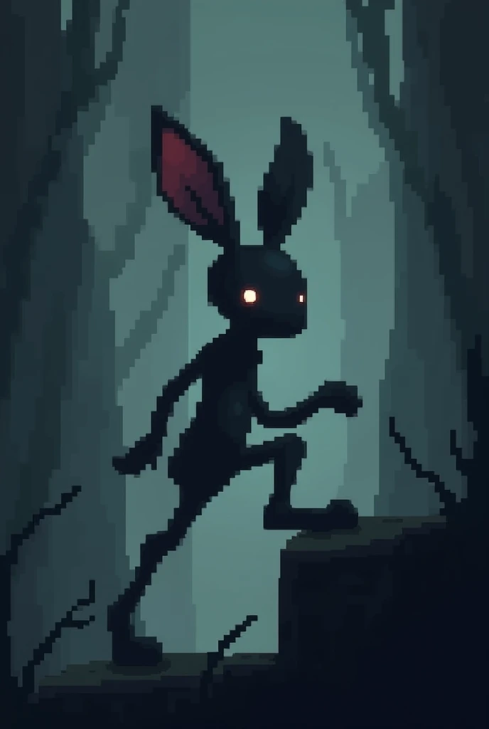  pixel character like an unusual hare. To play, he must be in dark shades and side view ( 8 jump animations )