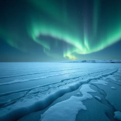 IMG_1018.CR2, Aurora Over the Glacier, Imagine a vast glacier, with the ice reflecting the cold light of moonlight. In the sky, green auroras dance and complement the blue ice crystals of glaciers, forming a dreamy scene of cool tones