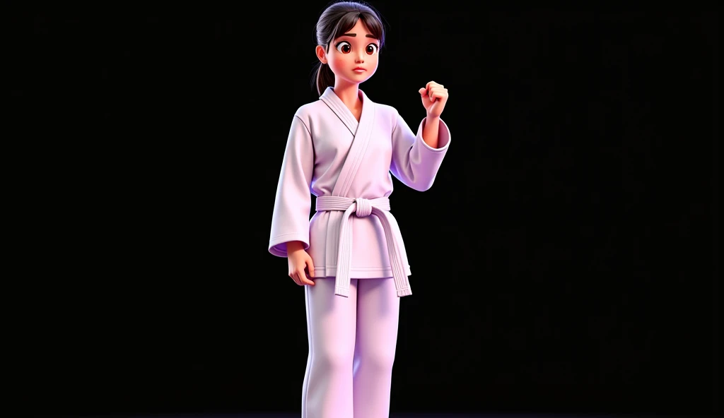  women in a karate uniform, chibi 3D cartoon style