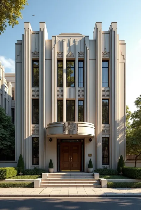 house designed with art deco architecture taking its best features on the façade  