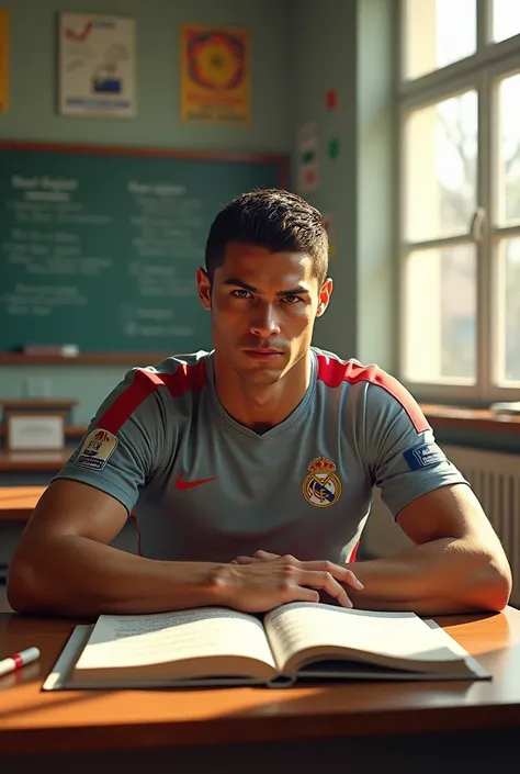 Cristiano Ronaldo in the classroom learning French 