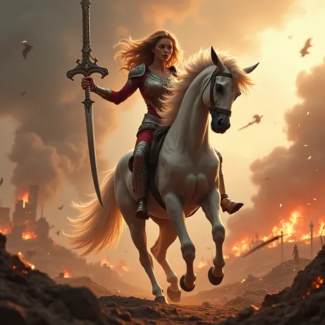 Lady spiderman, centaur, sword handle, Wear armor, battlefield scene