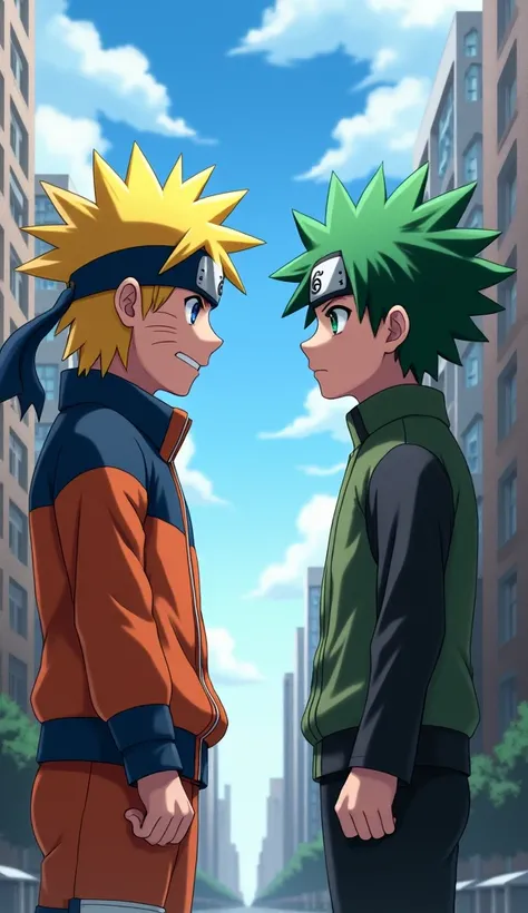 Naruto stands in front of Izuko Midoriya