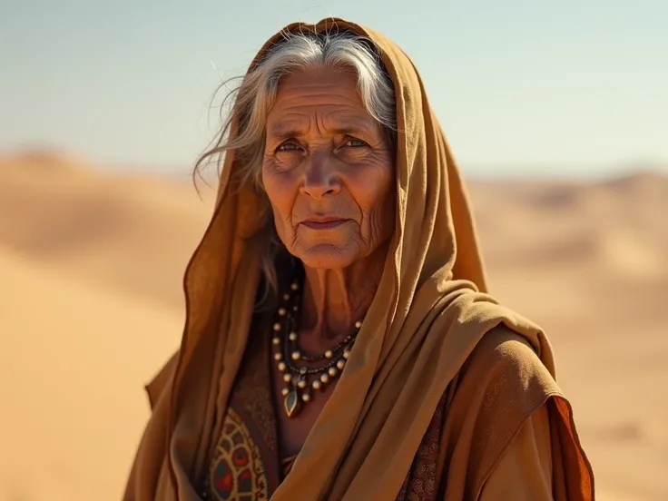  Sarai Abrãos wife who is already old but beautiful,   with cloth robes in the desert 