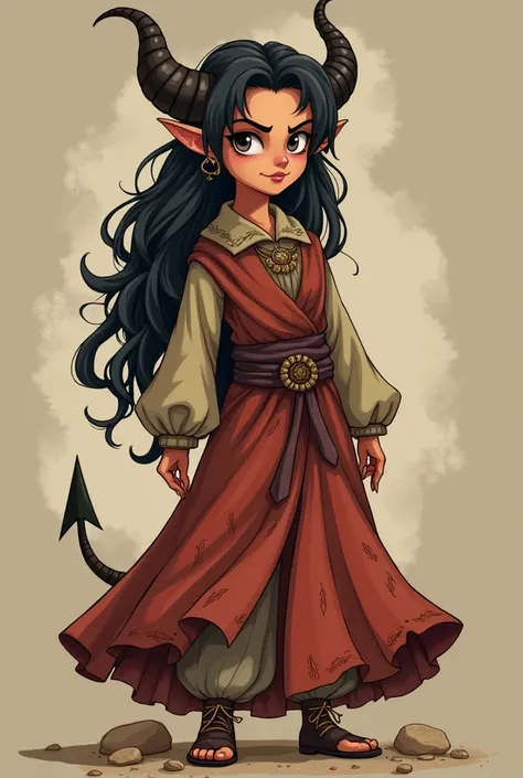 A poor but beautiful girl, dressed in traditional Persian-style clothing that is old and torn, is actually a demon who has transformed herself into a human and fallen in love with a human. She appears with a fierce expression, adding to her mysterious pres...