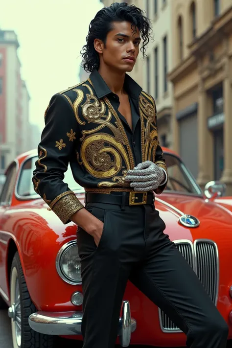 Michael Jackson 1950 with bmw car