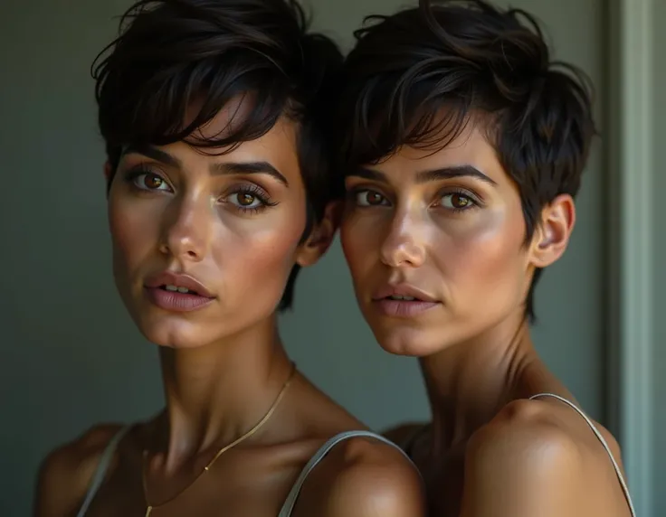 middle eastern beauties，short hair， Facing Camera 