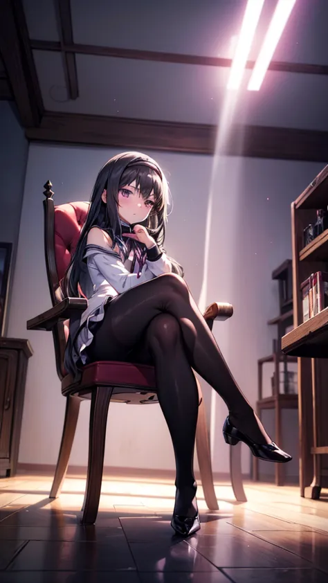 ((full body)), 1 girl,   anime girl ,  best quality,  has thick thighs，wallpaper, school, ,  fascinating ,  homura akemi, flame，...