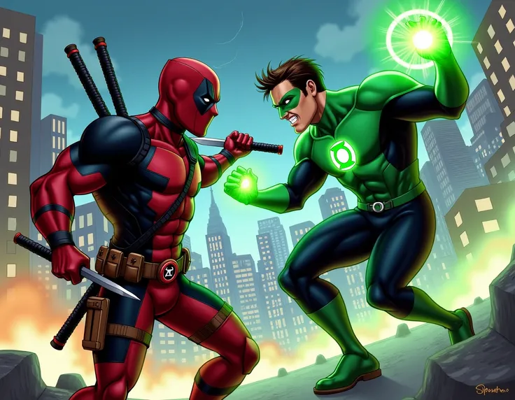 image for cell phone screen. Deadpool and Green Lantern