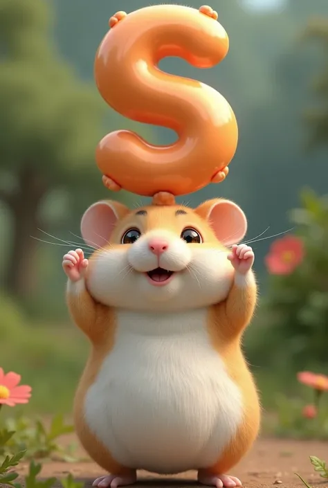 Create a fat hamster for me that keeps an S with helium hamster on it