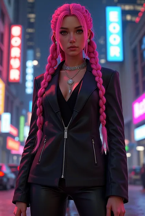 Girl with pink braided hair is the owner of a GTA V mafia