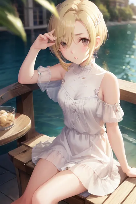  slouching forward,art by Cornflower, Dreamy ( A petite girl with beautiful eyes down to the smallest detail . Perfect depth of field in photos,  lens flares are a nice accent, {{ Side-breasted:2}}}, nude、nude、Open the clothes,,Blondeの、drop down、Waterfront...