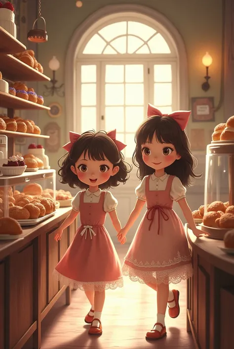 Two girls in the pastry shop