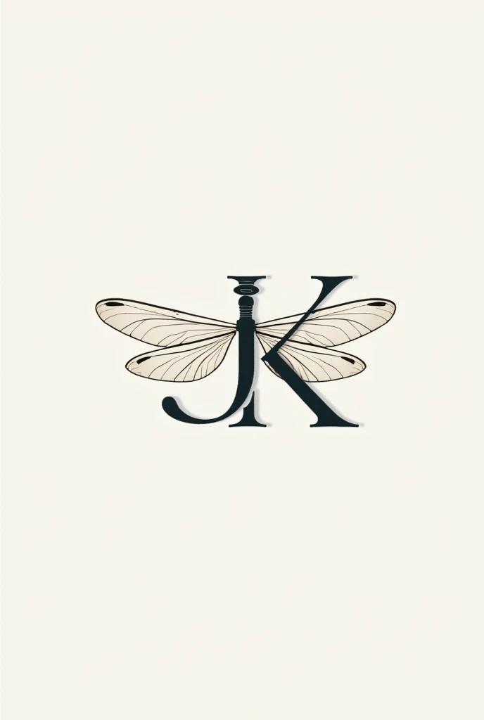 create a logo combining the letters j and k with a dragonfly