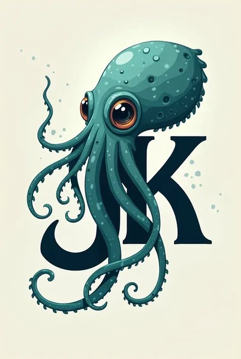 create a logo combining the letters j and k with a cuttlefish