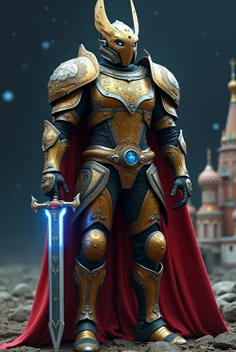  Here is a description of the Great Russian cosmonaut :

 Appearance and figure :
 Cosmonaut — tall ,  more than two meters ,  with broad shoulders and athletic physique ,  underlined by massive armor .  His combat exoskeleton is a work of art and technolo...