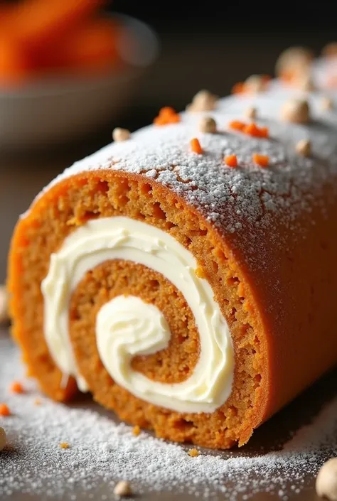 Carrot Pie Roll with Cream Cheese Frosting Filling 