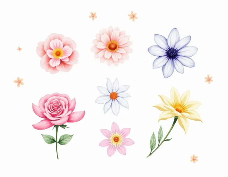 water color flower stickerss