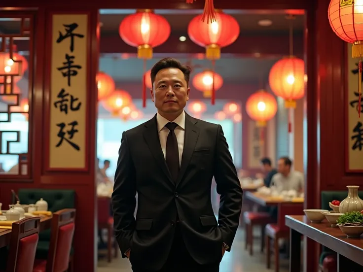 elon musk step into a chinse restaurant 