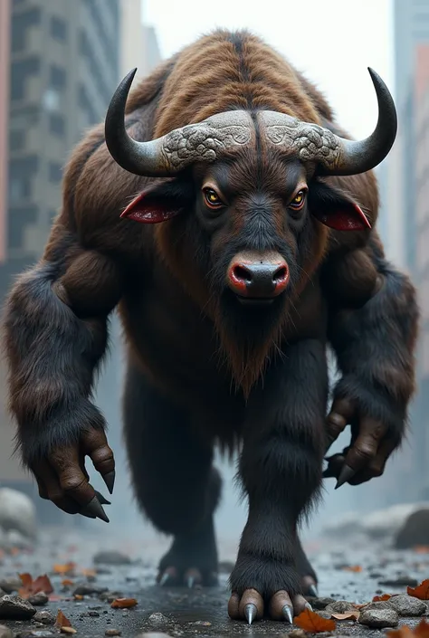 generate a photorealistic hybrid form of the fusion of Spider-Man and Buffalo