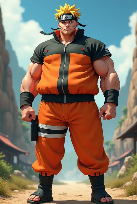 A character in the Naruto universe ,  brown 1 m77 150 kilos who is dressed in orange