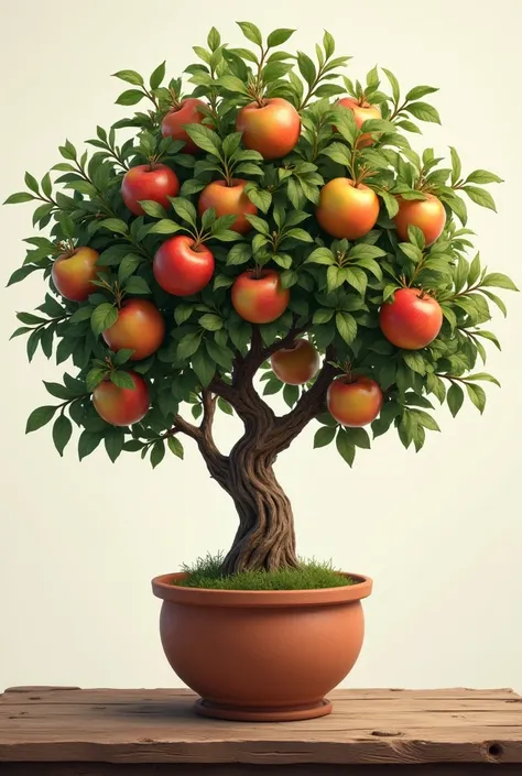 Medium potted tree with apples 
