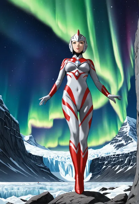   female Ultraman , Aurora Over the Glacier