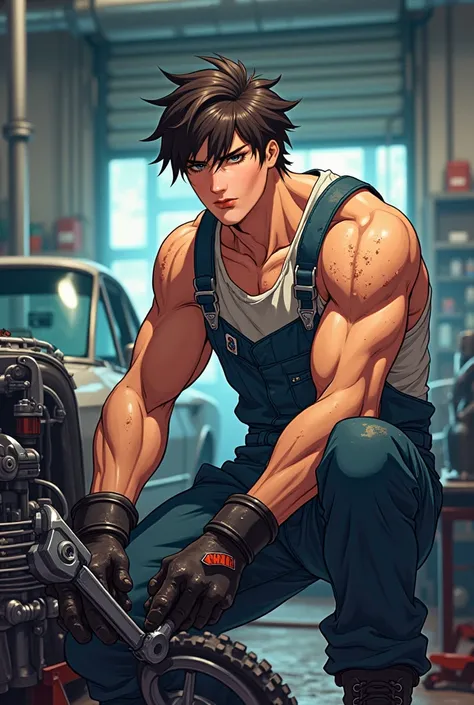 handsome, anime, car mechanic