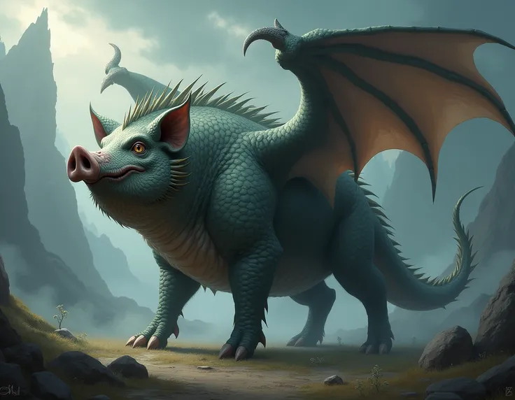 Pig + dragon in the same image stuck together as if they merged