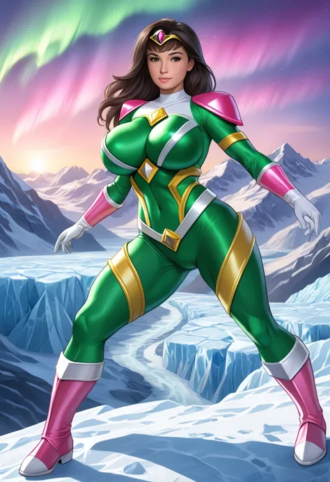 female power ranger, Aurora Over the Glacier, covered gigantic breasts