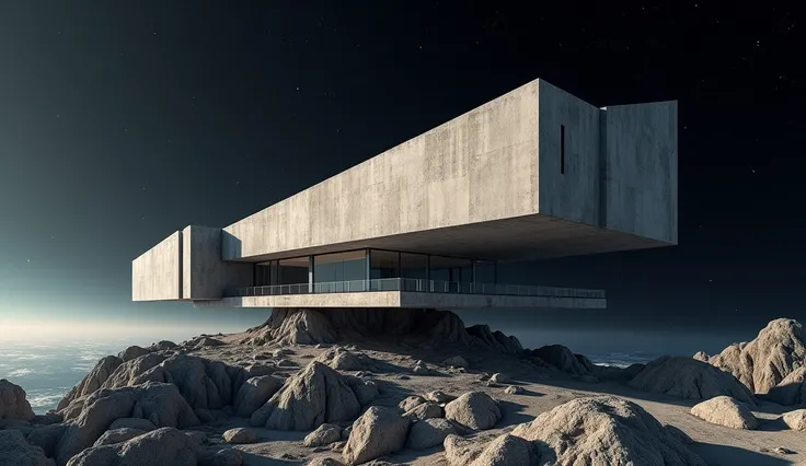 Imagine tadao andao postmodern concrete on the edge of space 8k