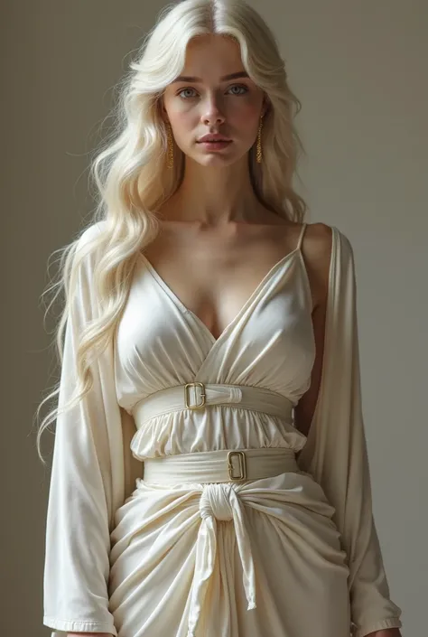  Aphrodite was a goddess of particular beauty ,  her complexion and all her skin was pale , MILKY,  and was represented with long and wavy hair most of the time ,  dressed in a white silk robe and with a belt that made her hips and breasts stand out more ;...