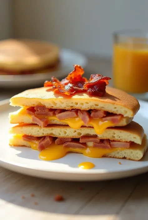 Bacon and cheese pancake inside 