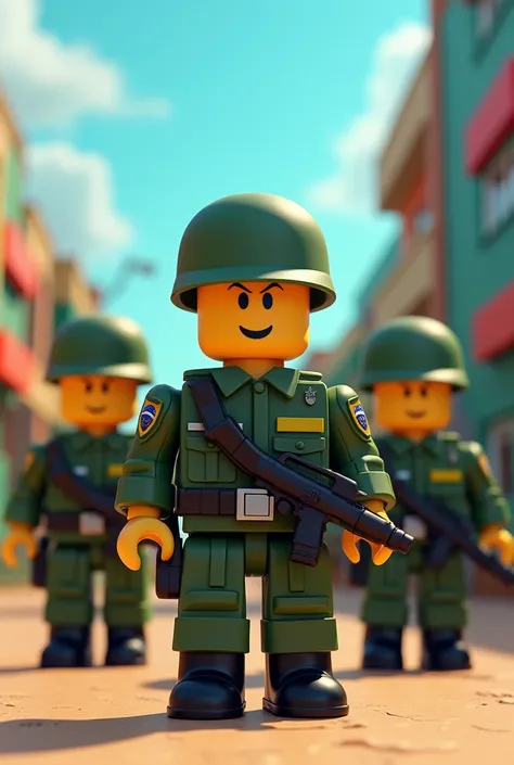 Give me an image , on, Brazilian Army but in the form of Roblox 