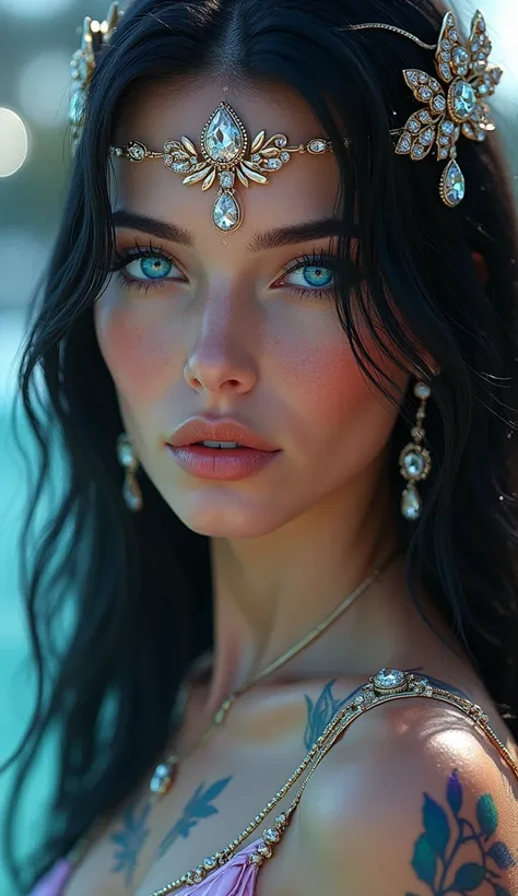  Woman like Megan Fox ,  Ana de Armas and Scarlett Johansson,indescribable beauty, very pretty,ethereal,electrical effects, her skin has chameleonic properties ,cuttlefish and octopus, that can change color and shape at will . she doesnt need clothes or je...