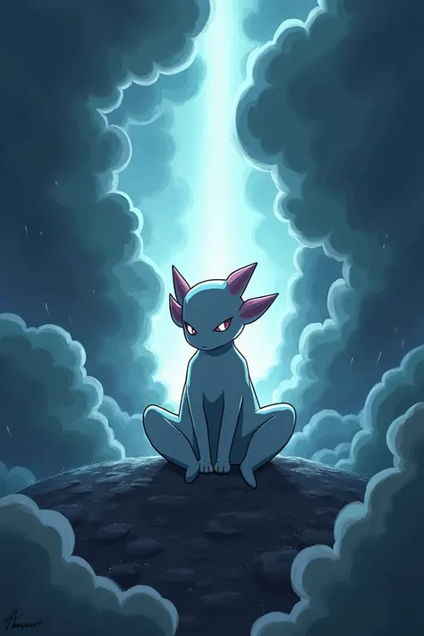 Pokémon， anime style，Sitting in the rift and circling in the dark clouds