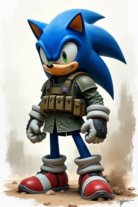 I want to create Sonic in a war soldiers body but to paint I want the drawing only of strokes 