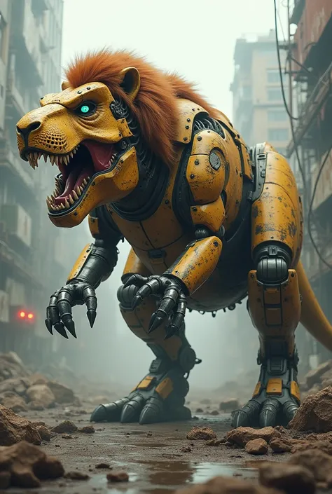 Hybrid lion robot tyrannosaurus rex