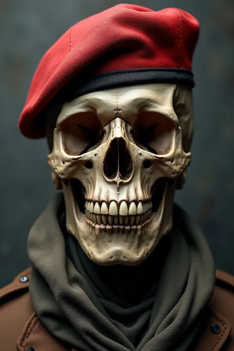 Skull with red beret of war 