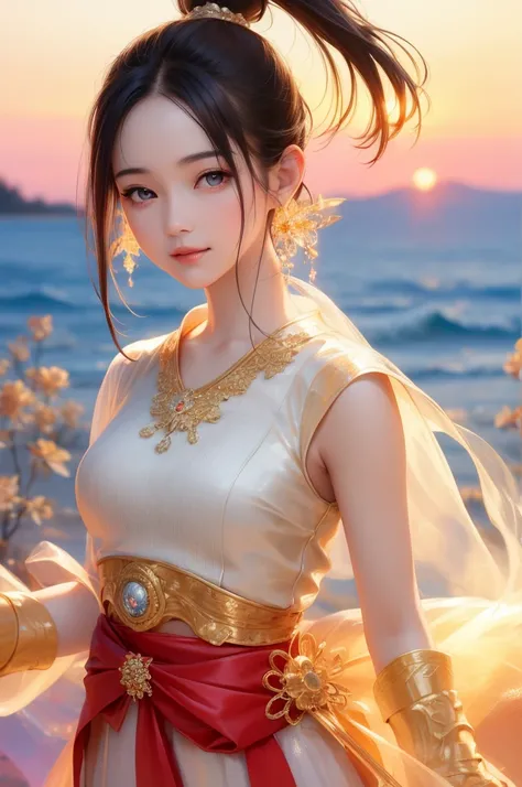  super quality、high quality、32K,8k tablecloth、sleeveless,  ponytail, Japanese Girls, 8K, Legal photos, high quality, masterpiece,  actual , Super detailed and realistic,  a girl ,  cute, The best smile,  beautiful eyes , Long hair,  perfect facial features...