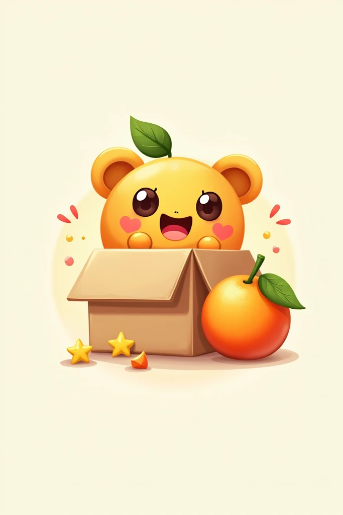  A logo of a toy store Happy Toys, That it has a case ,  a tangerine and a happy emoji 