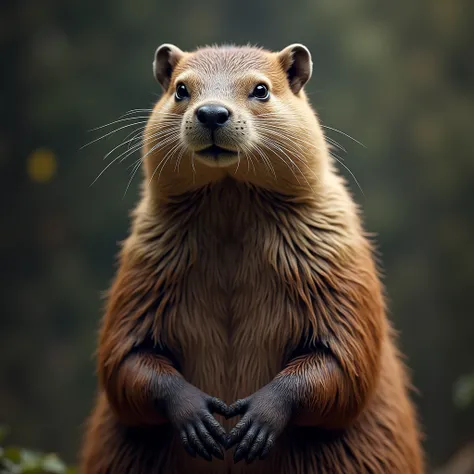 humanoid beaver with a human face