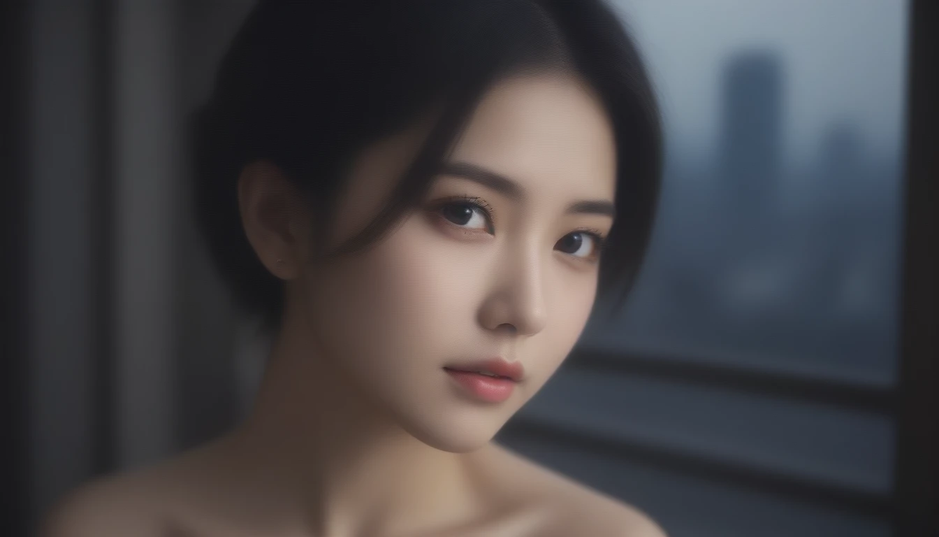 8k,  ultra high resolution,  best quality, masterpiece, 三分割法によるphotograph, surreal,photograph, one woman,( girl:1.3),cute,cute顔, 細部まで beautiful eyes, 細かく Detailsに,masterpiece,一人の girl:1.2, comet ,Young Wife,upper body,smile,Black Short hair,Messy hair,ID p...