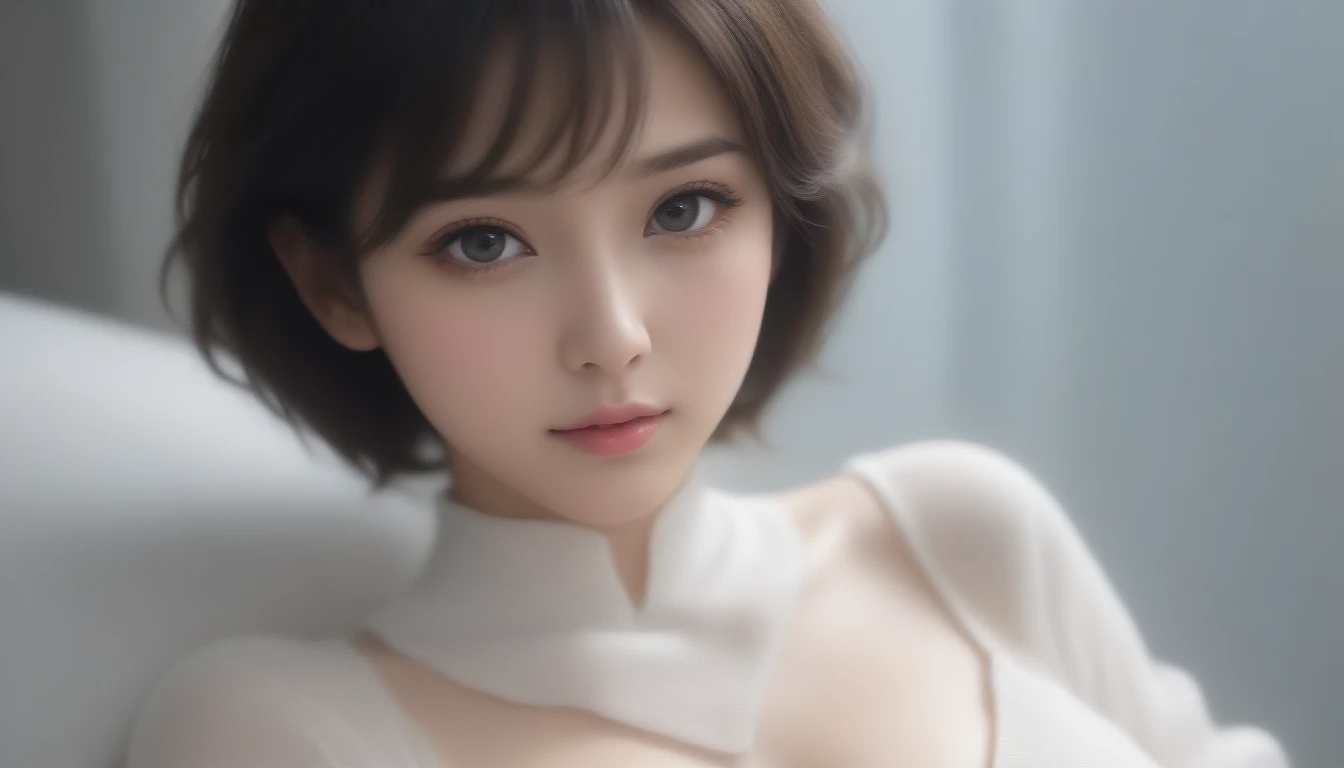 8k,  ultra high resolution,  best quality, masterpiece, 三分割法によるphotograph, surreal,photograph, one woman,( girl:1.3),cute,cute顔, 細部まで beautiful eyes, 細かく Detailsに,masterpiece,一人の girl:1.2, comet ,Young Wife,upper body,smile,Black Short hair,Messy hair,ID p...