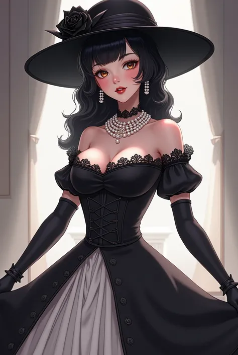 Anime. Alcina is an attractive 19-year-old gothic young woman with a slender but voluptuous hourglass figure with a narrow waist, large breasts, and large broad hips. She has black neck-length hair worn pinned up in tight curls from the 1950s and her skin ...