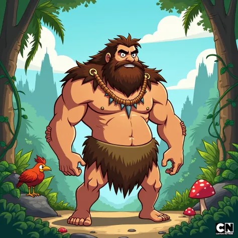  Generate a photo for my cartoon network style profile. Containing a prehistoric man  