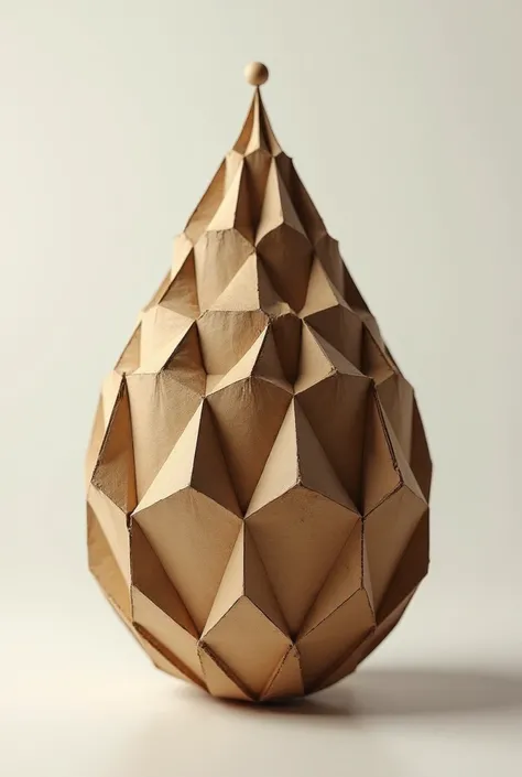 A drop of water made of cardboard material in triangles