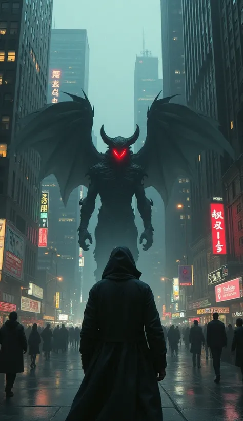 A demon has come to the city and someone is warning, but no one pays attention to it
 And in fact, he was talking to the demon inside him...
 It means that the city was inside him, his thoughts and such things