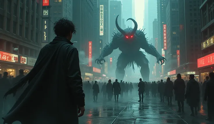 A demon has come to the city and someone is warning, but no one pays attention to it
 And in fact, he was talking to the demon inside him...
 It means that the city was inside him, his thoughts and such things